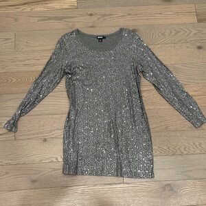 DKNY Silver Sequin Mini Dress
